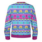 Back of the Om for Christmas sweatshirt with magenta, turquoise and royal blue folk-art bands of lotus flowers Back of the Om for Christmas sweatshirt with magenta, turquoise and royal blue folk-art bands of lotus flowers